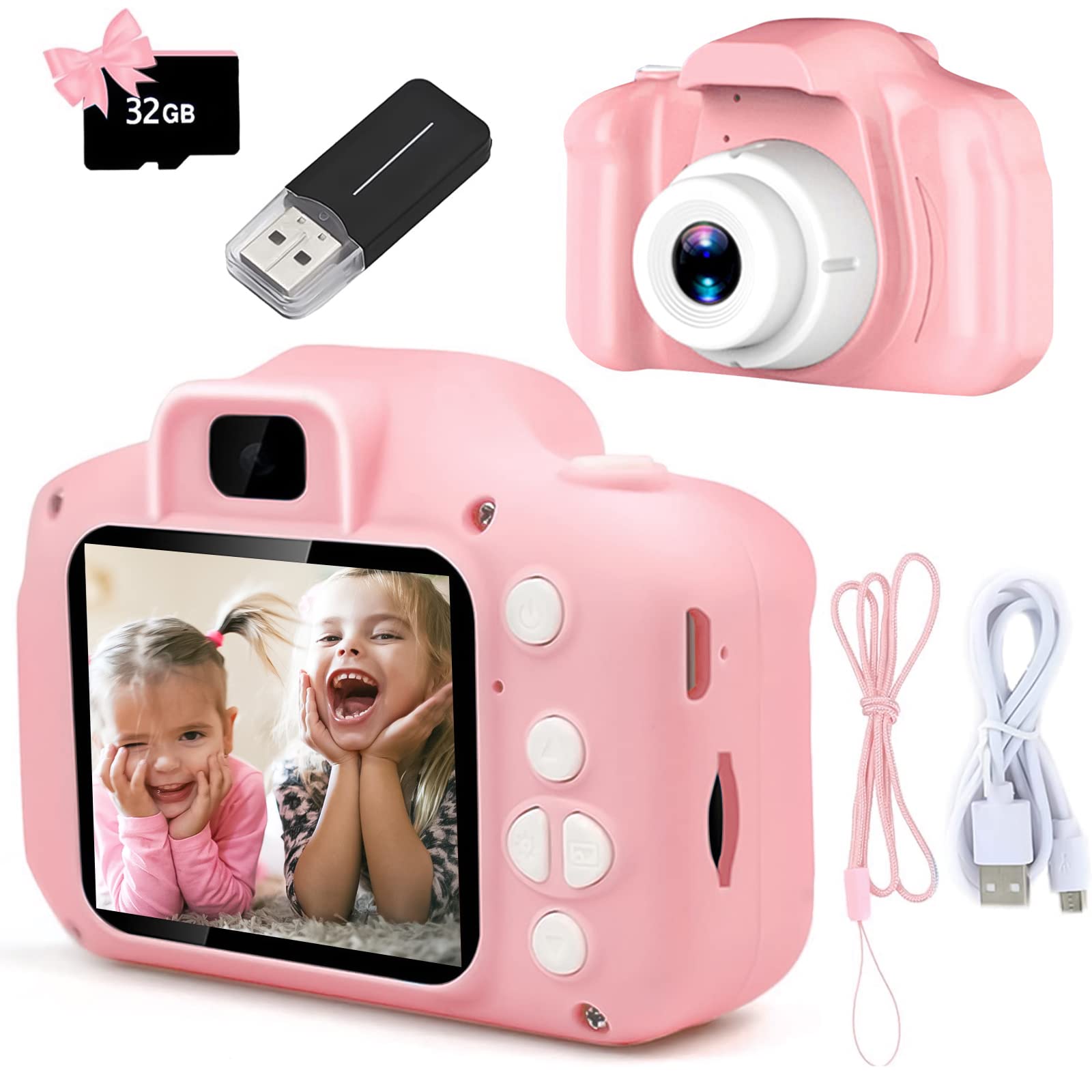 Kids Education Video - กล้องของเล่นเด็ก มินิ HD กล้องวิดีโอเซลฟี่ดิจิตอลแบบพกพา สำหรับถ่ายภาพกลางแจ้ง ของเล่นเสริมพัฒนาการสำหรับเด็ก