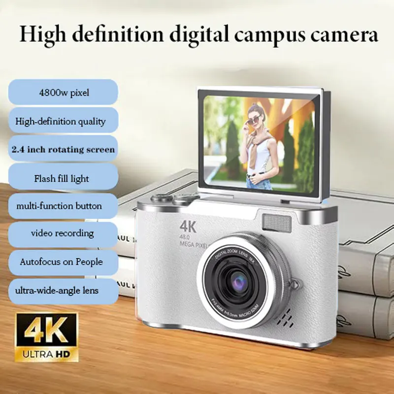 Japanese Kids Education - กล้องดิจิตอล 4K 48MP กล้องถ่ายภาพและวิดีโอพร้อมซูม 8 เท่า