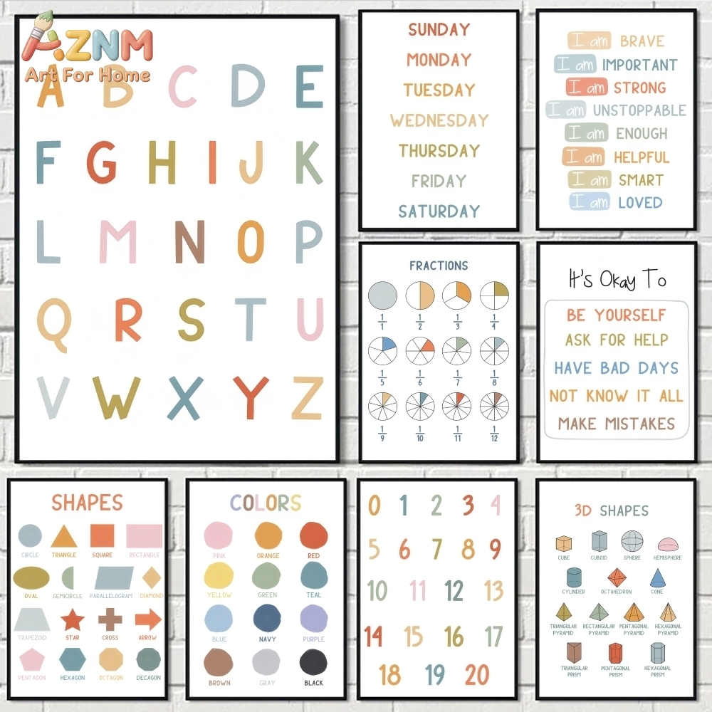 AZNM ศิลปะบนผืนผ้าใบแบบไม่มีกร - Educational Cartoon For Kids บทวิจารณ์และราคา