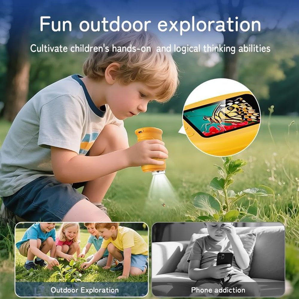 กล้องจุลทรรศน์พกพา 1000X สำหรั - Kids Education Video บทวิจารณ์และราคา