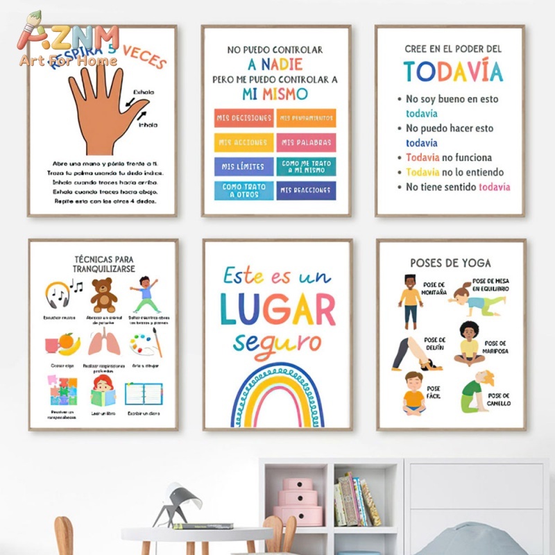AZNM ภาพพิมพ์บนผ้าใบสำหรับเด็ก - Kids Yoga Education บทวิจารณ์และราคา